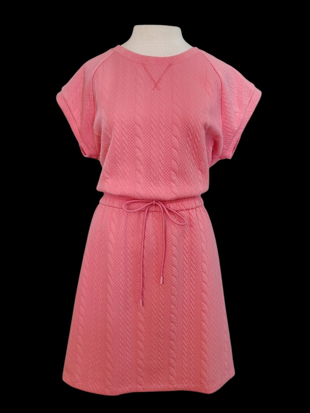 NWT T By Talbots Quilted Jacquard Knit Drawstring Mini Dress Large